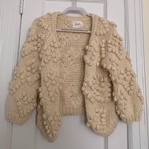 Beige vintage inspired open cardigan, Medium/Large